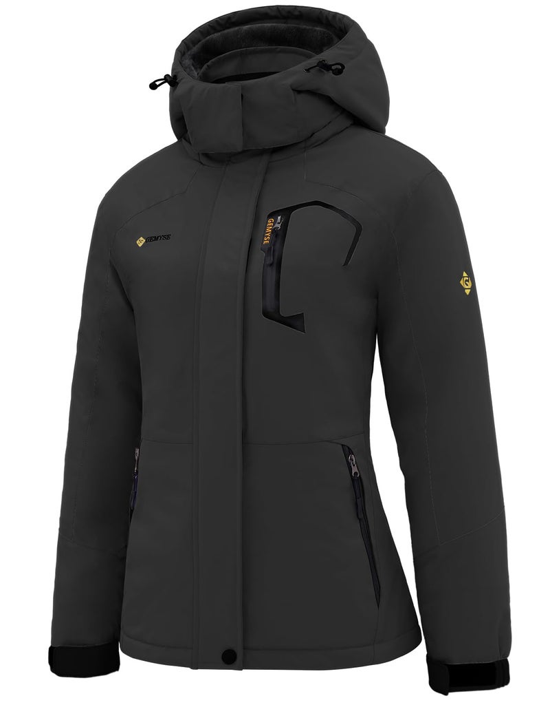 GEMYSE Women's Ski Snow Jacket Warm Winter Waterproof Coat Snowboard Rain Jacket Hooded Windproof Windbreakerï¼ˆIron Grey,Mediumï¼‰ - Image 1
